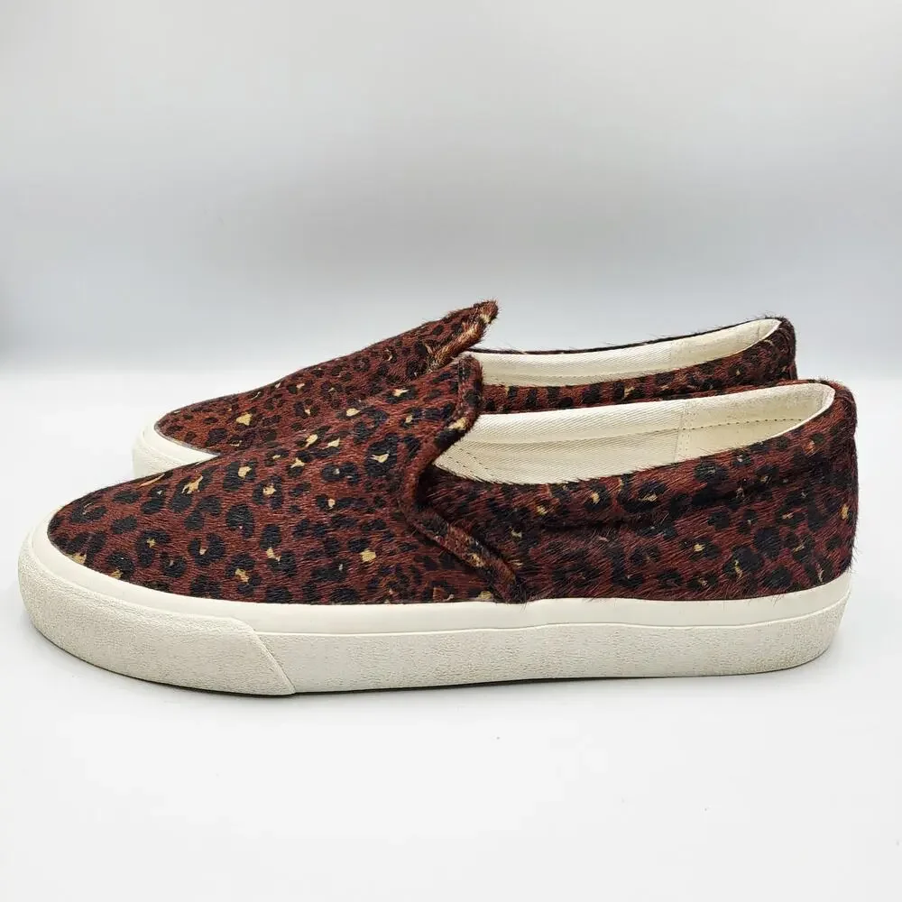 Madewell Sidewalk Women's 9.5 Men's 8 Brown Leopard Print Calf Hair Sneakers
